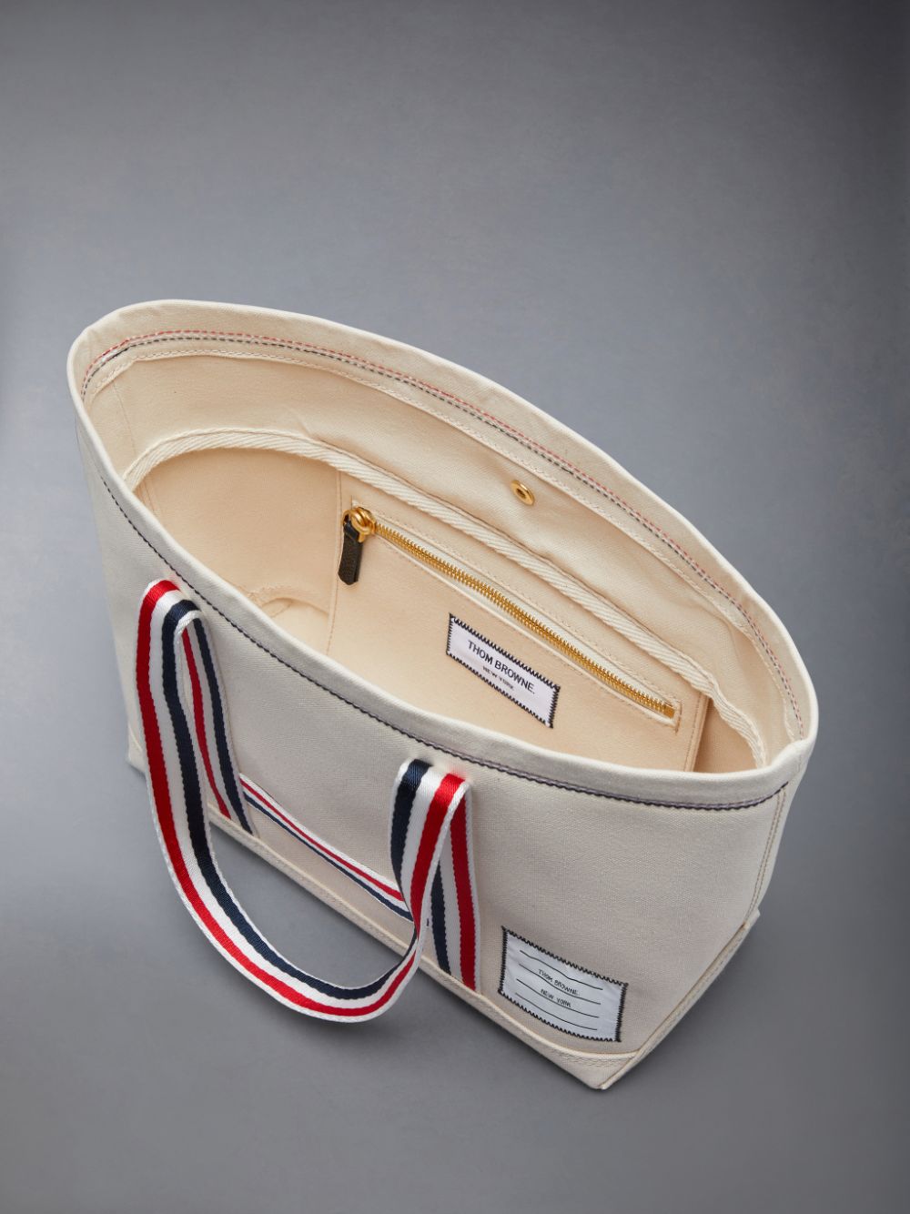 Thom Browne Double Face Canvas Small Tool Men Tote Bags White | VWR06V78937