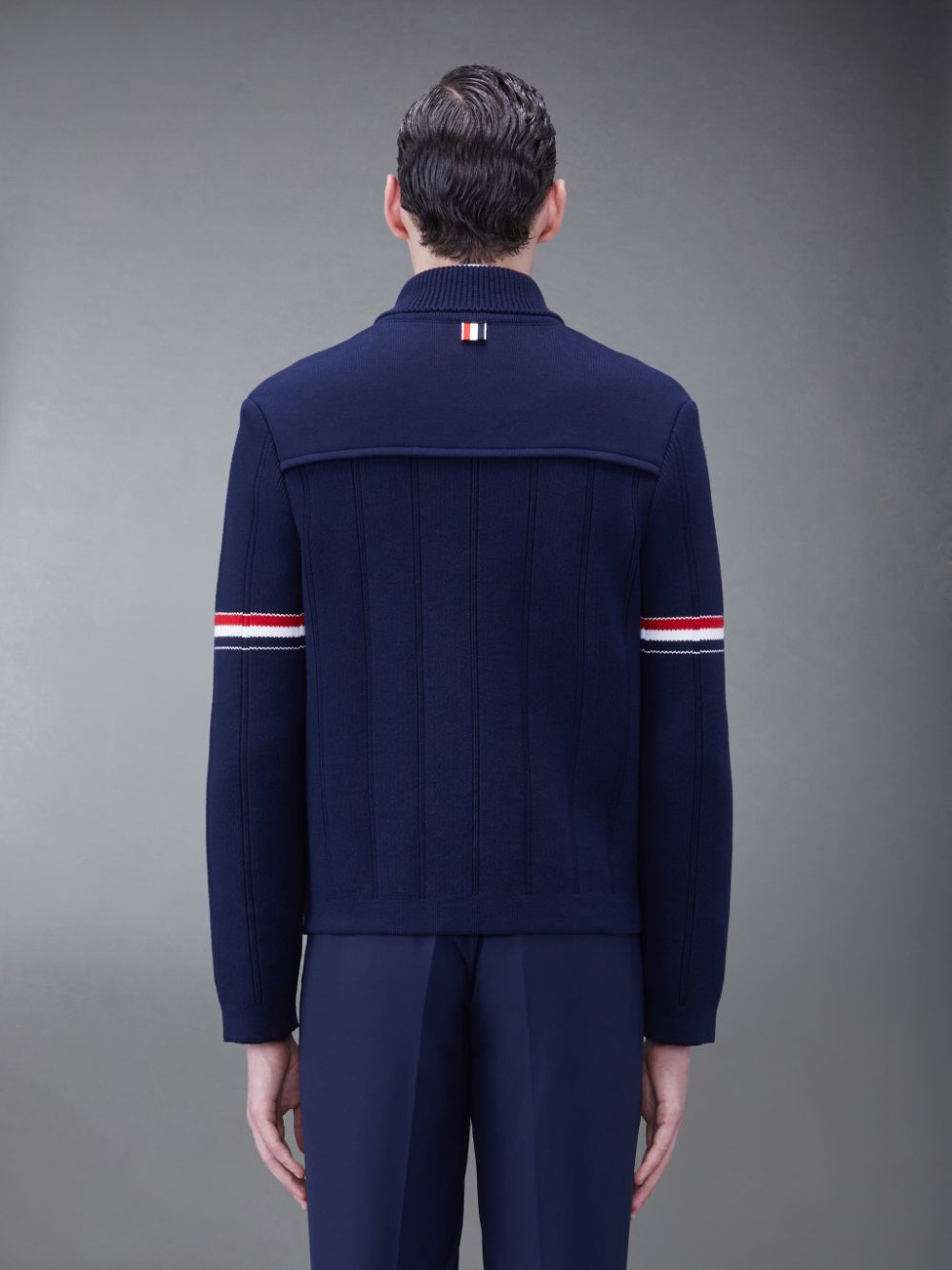 Thom Browne Double Face Cotton Cashmere Shawl Collar Men Jackets Blue | UVV89D53678