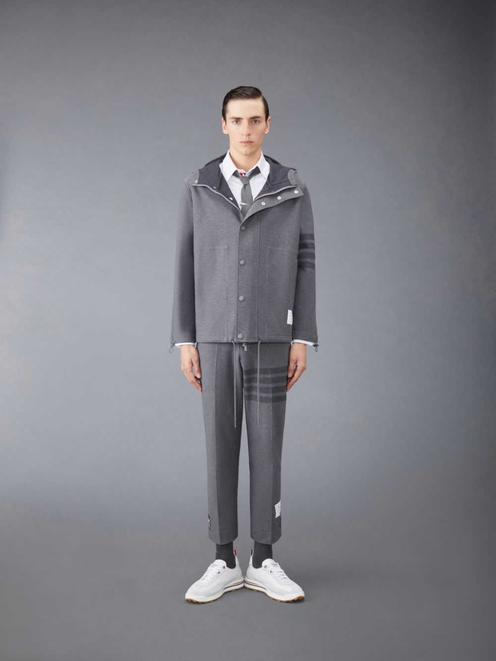 Thom Browne Double Face Tech Twill Slim Men Pants Grey | XTD75R00770