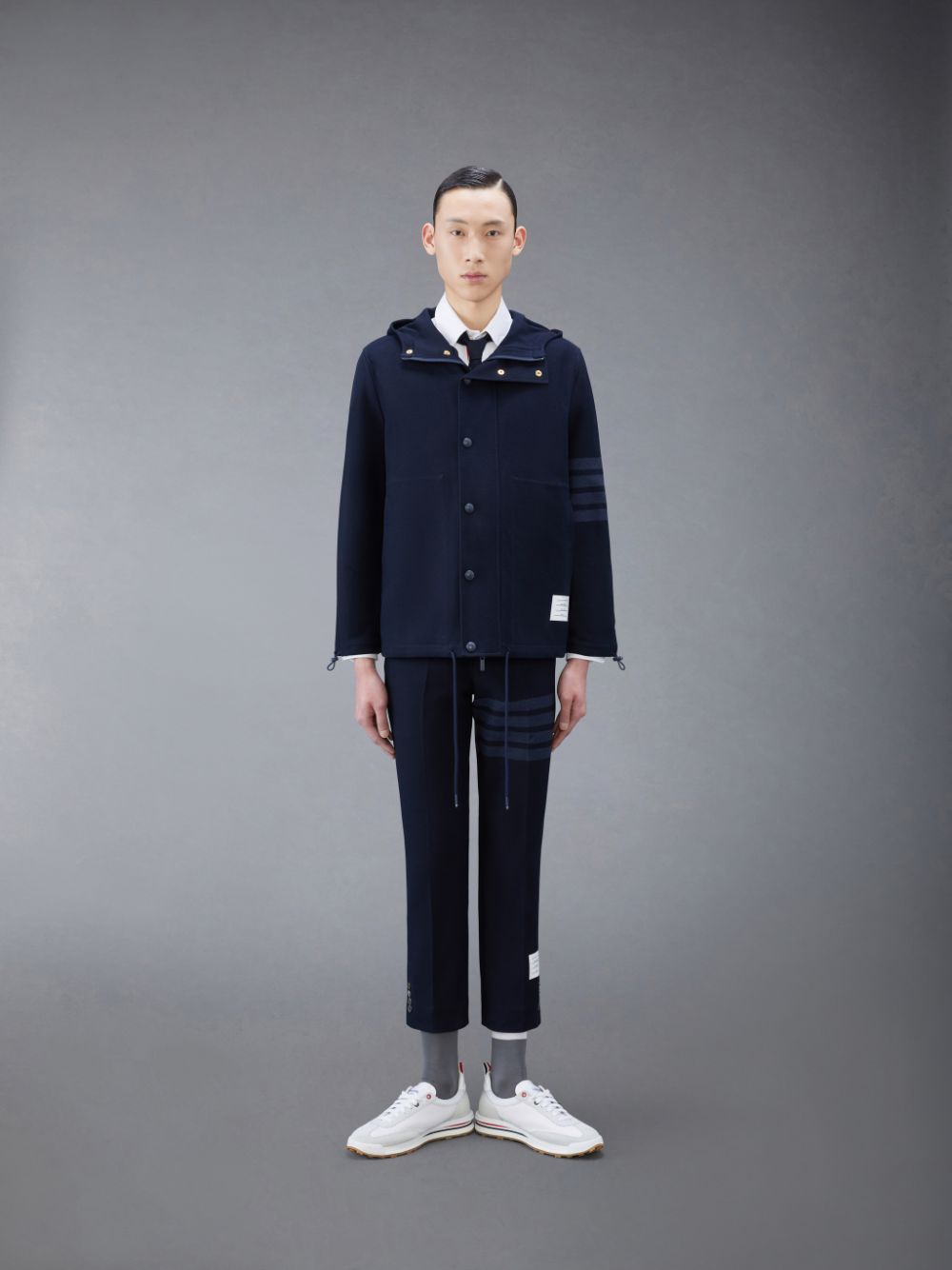 Thom Browne Double Face Tech Twill Slim Men Pants Blue | CNT23B05293