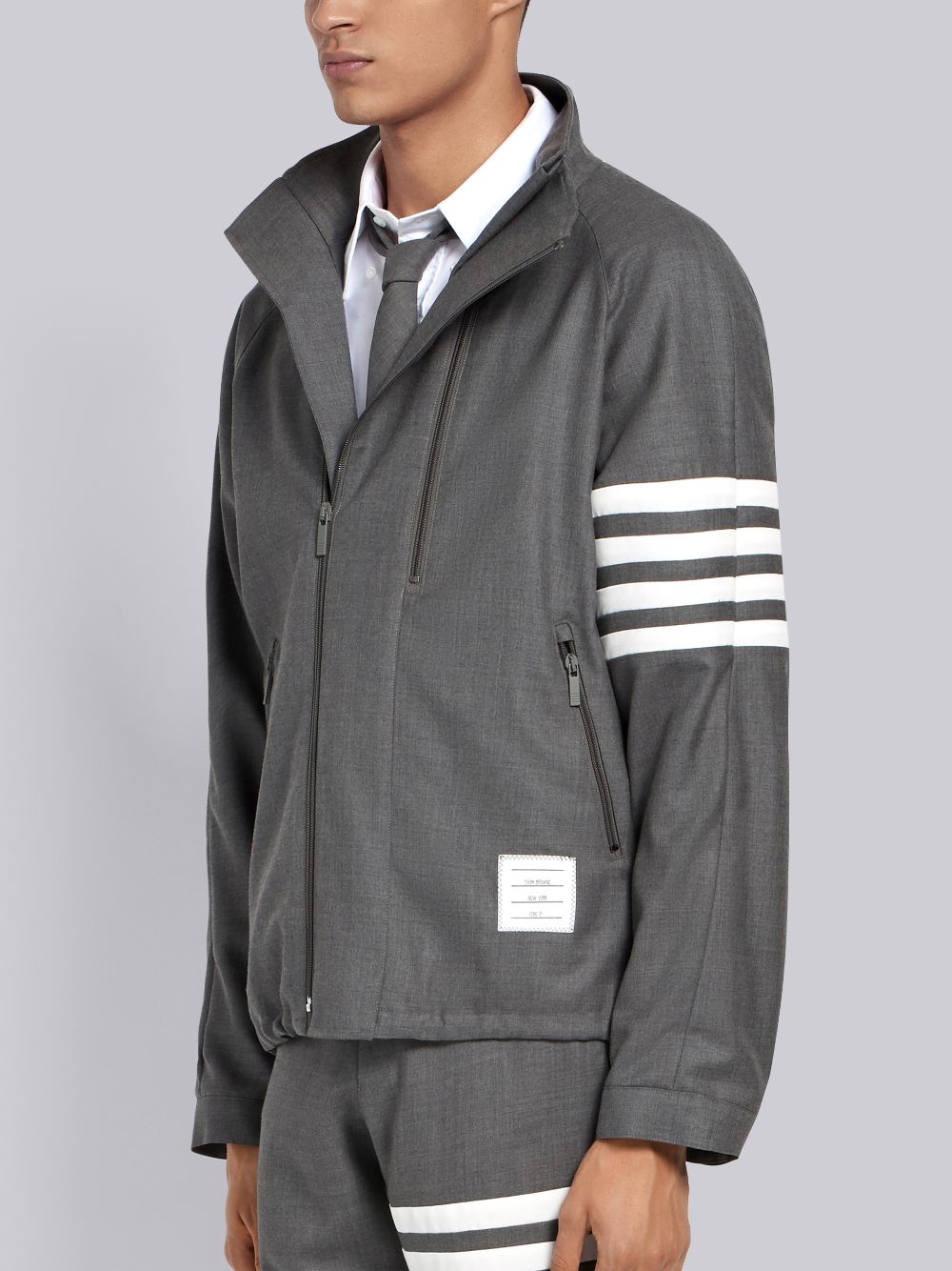 Thom Browne Double-zip Raglan Men Jackets Grey | BWR30D14052