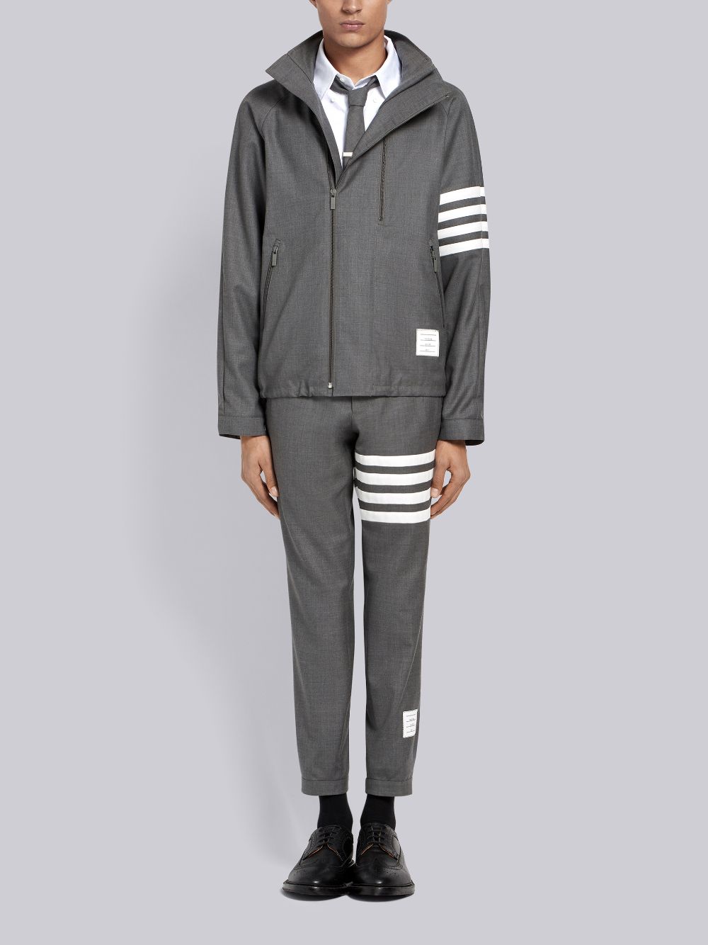 Thom Browne Double-zip Raglan Men Jackets Grey | BWR30D14052