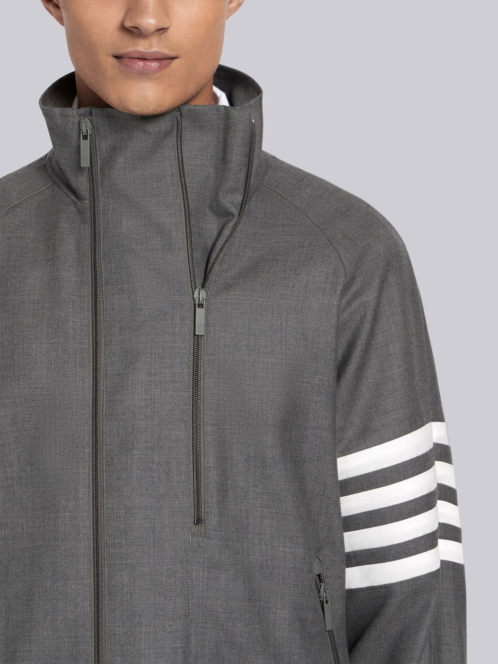 Thom Browne Double-zip Raglan Men Jackets Grey | BWR30D14052