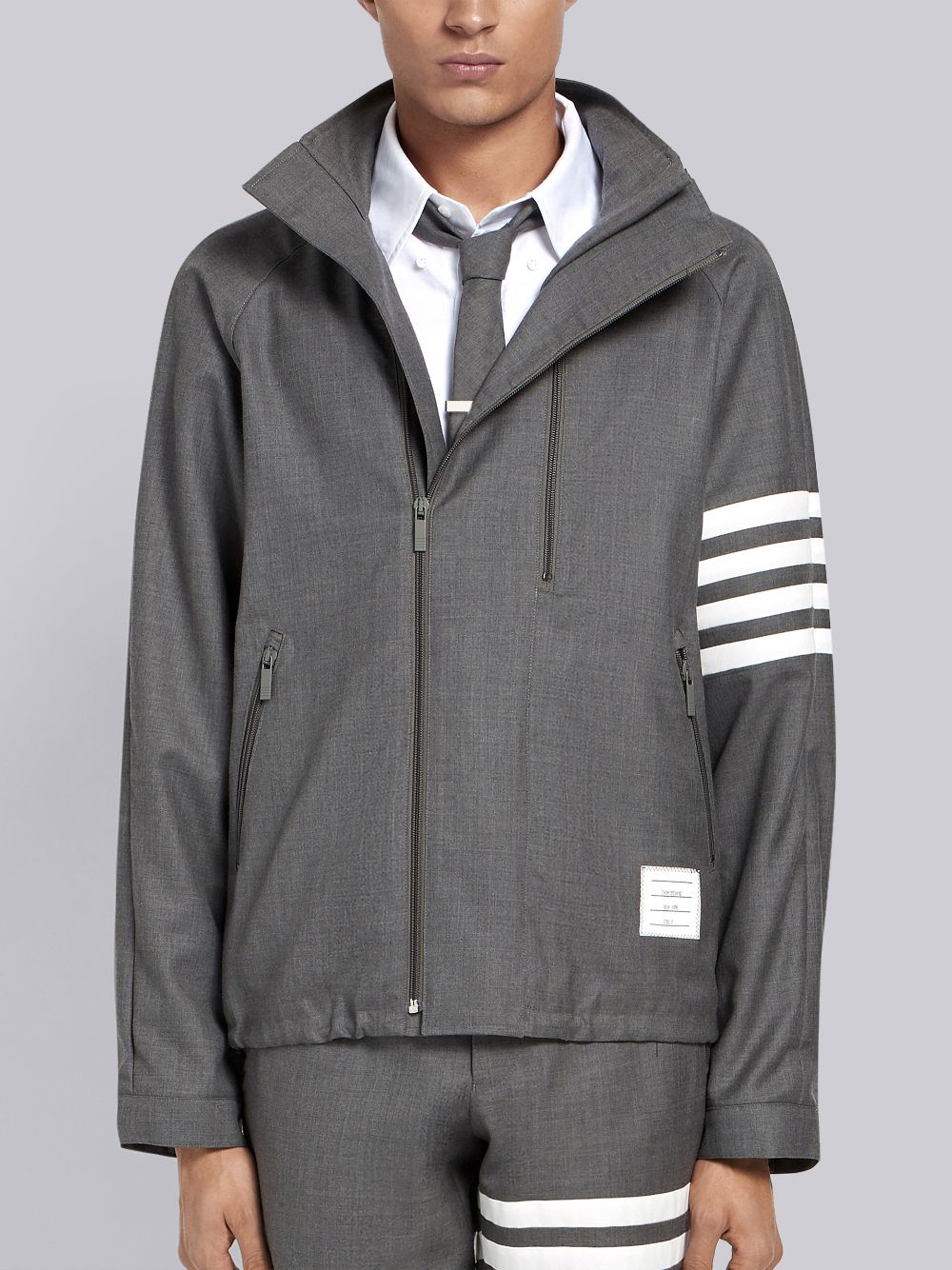 Thom Browne Double-zip Raglan Men Jackets Grey | BWR30D14052