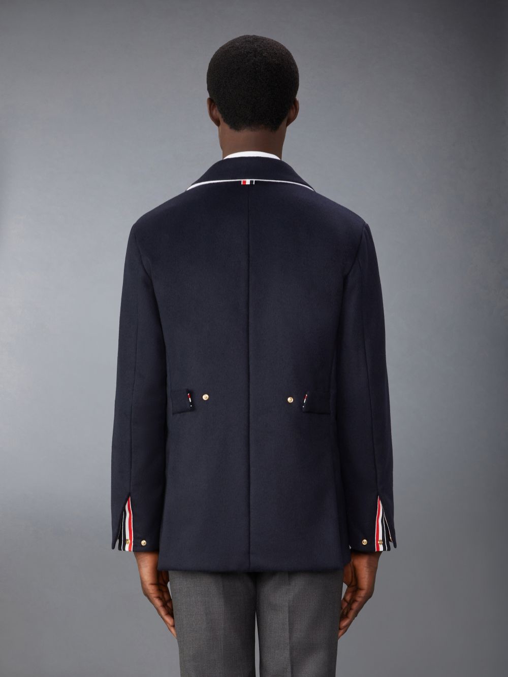 Thom Browne Down Filled Cashmere Elongated Sack Men Coats Blue | COS12M90707