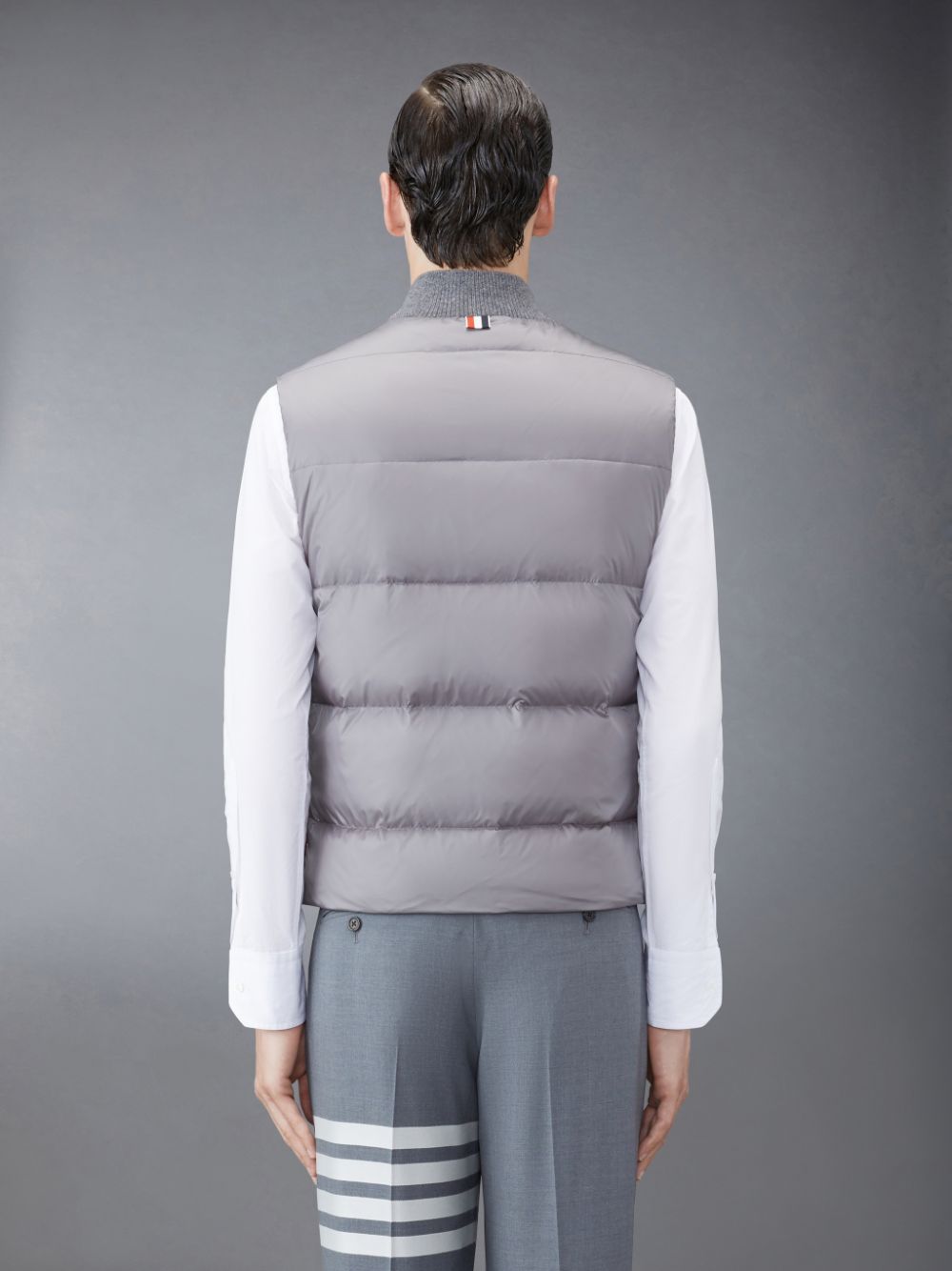 Thom Browne Downfilled Nylon 4-Bar Men Vest Grey | QRI08U92896