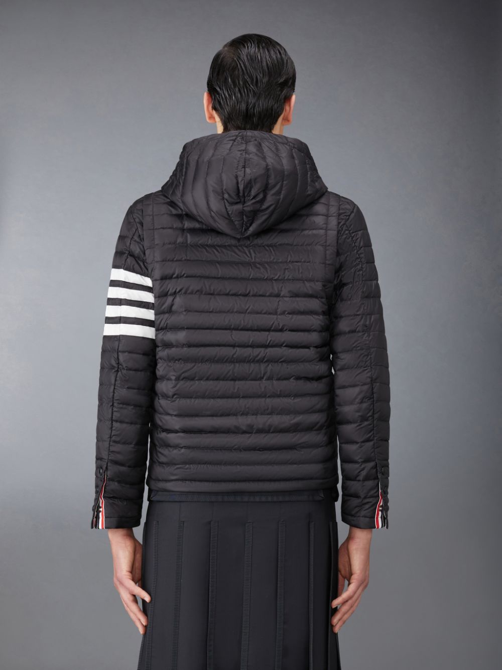 Thom Browne Downfilled Nylon Quilted Hooded Men Jackets Black | JBD69X71468