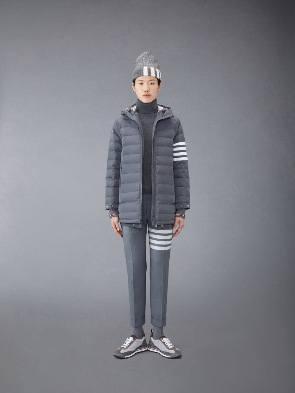 Thom Browne Downfilled Twill 4-Bar Ski Women Jackets Grey | YKN78C04586