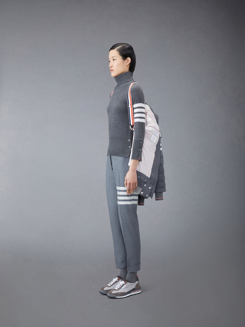 Thom Browne Downfilled Twill 4-Bar Ski Women Jackets Grey | YKN78C04586