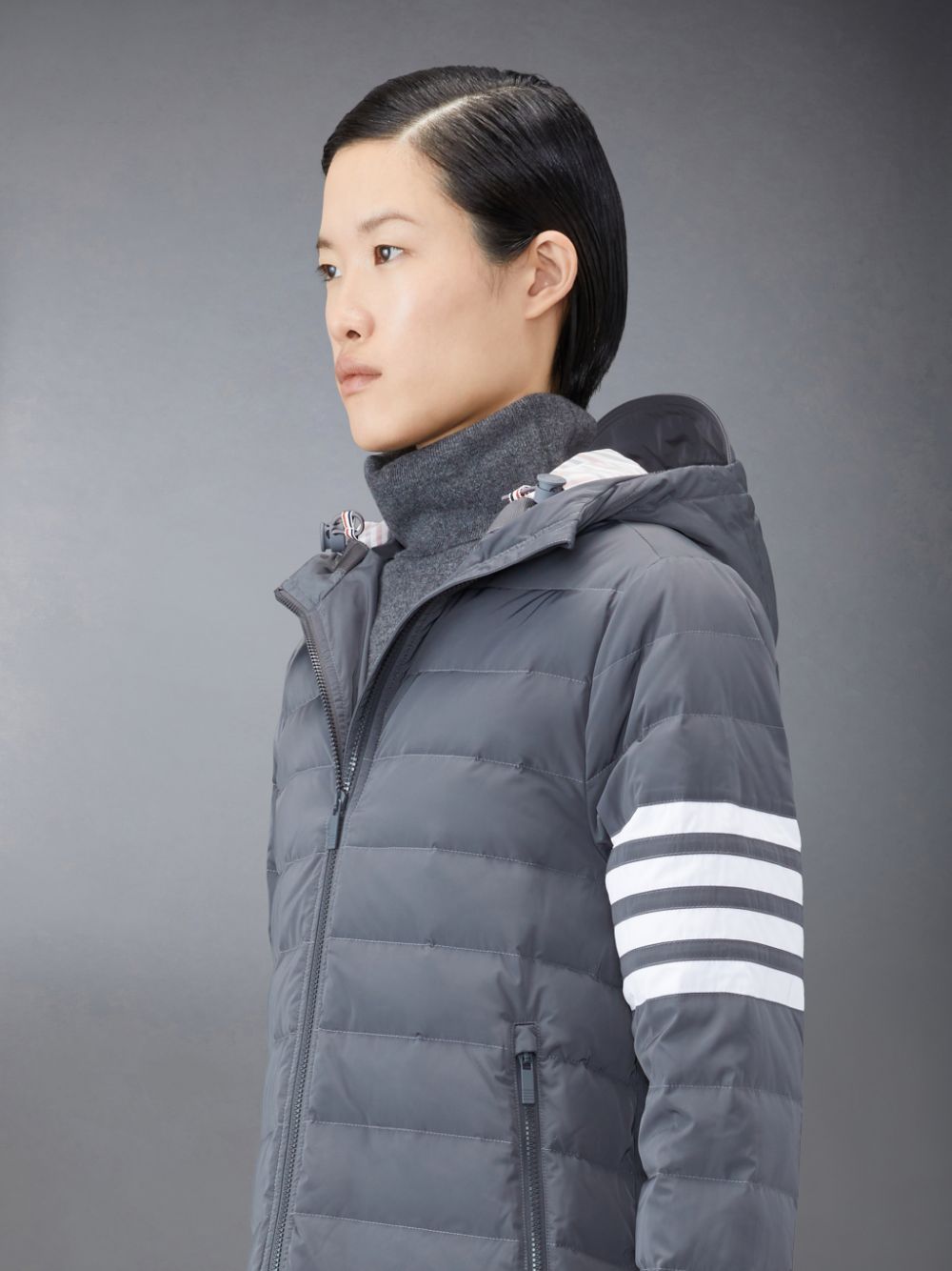 Thom Browne Downfilled Twill 4-Bar Ski Women Jackets Grey | YKN78C04586