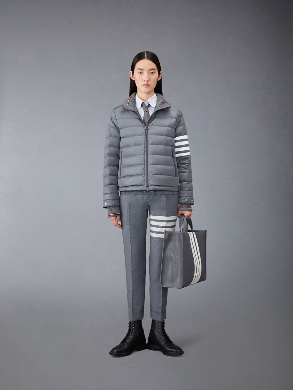 Thom Browne Downfilled Twill 4-Bar Ski Women Jackets Grey | HBM42J77469