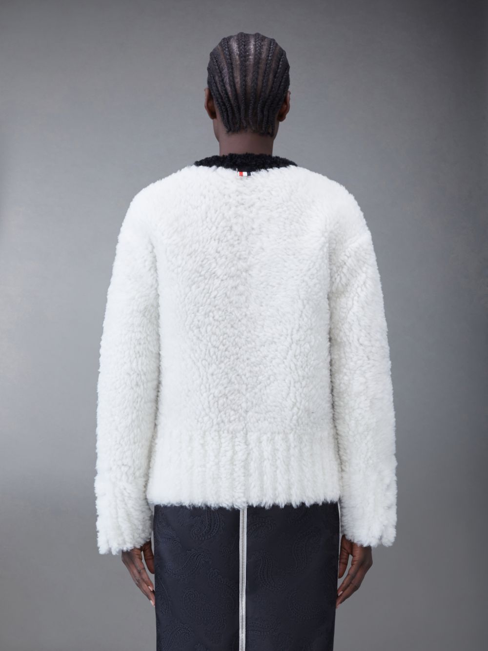 Thom Browne Dyed Shearling Women Cardigan White | RWO88X81286