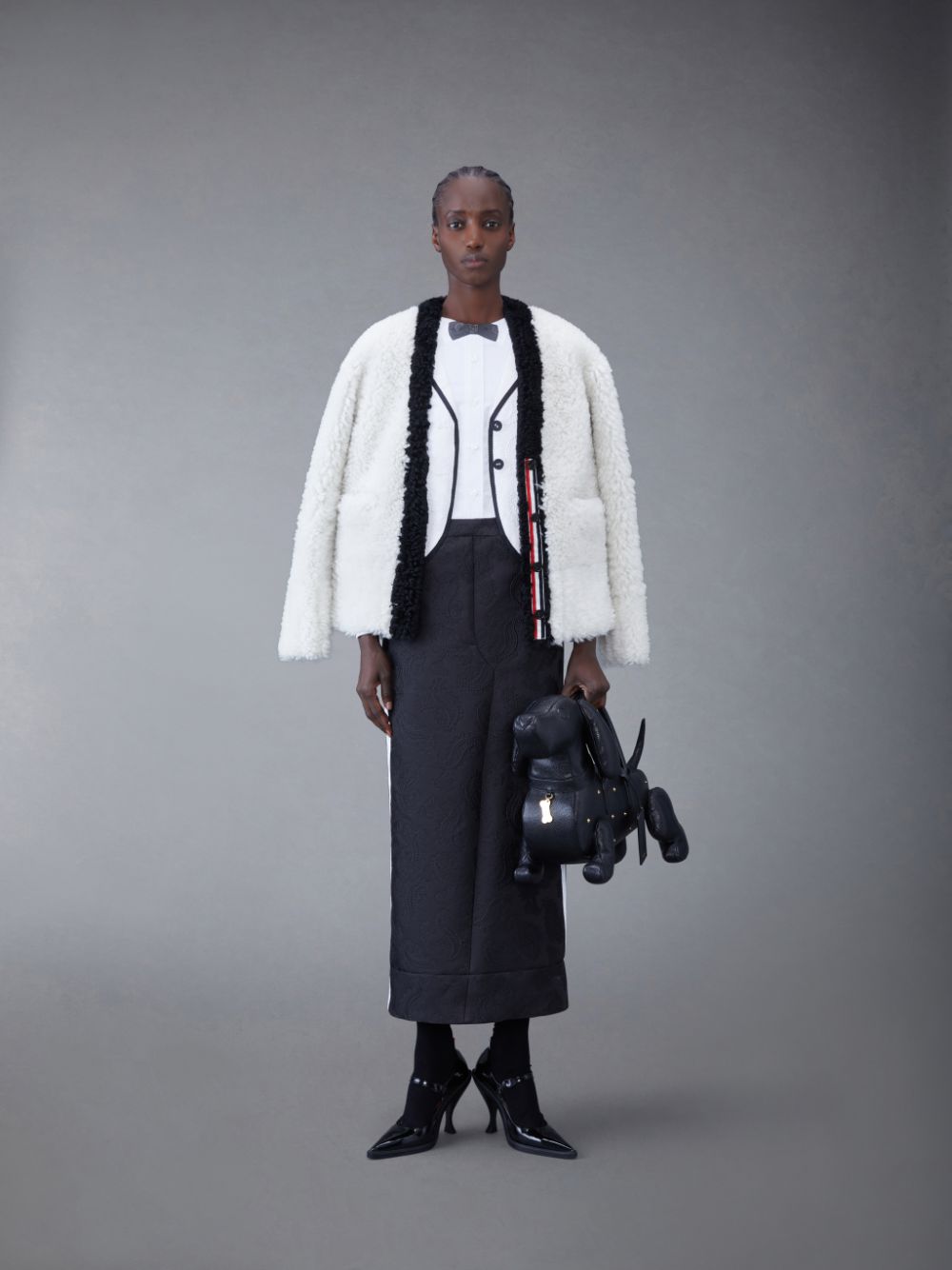 Thom Browne Dyed Shearling Women Cardigan White | RWO88X81286