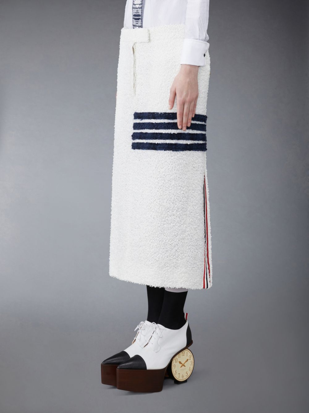 Thom Browne EYELASH TWEED LOW WAIST 4-BAR Women Skirts White | PRG99I47509