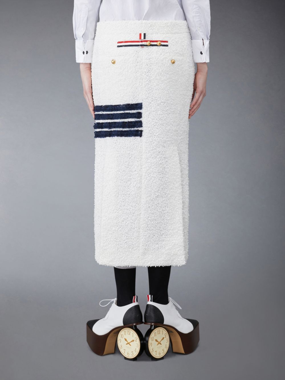 Thom Browne EYELASH TWEED LOW WAIST 4-BAR Women Skirts White | PRG99I47509