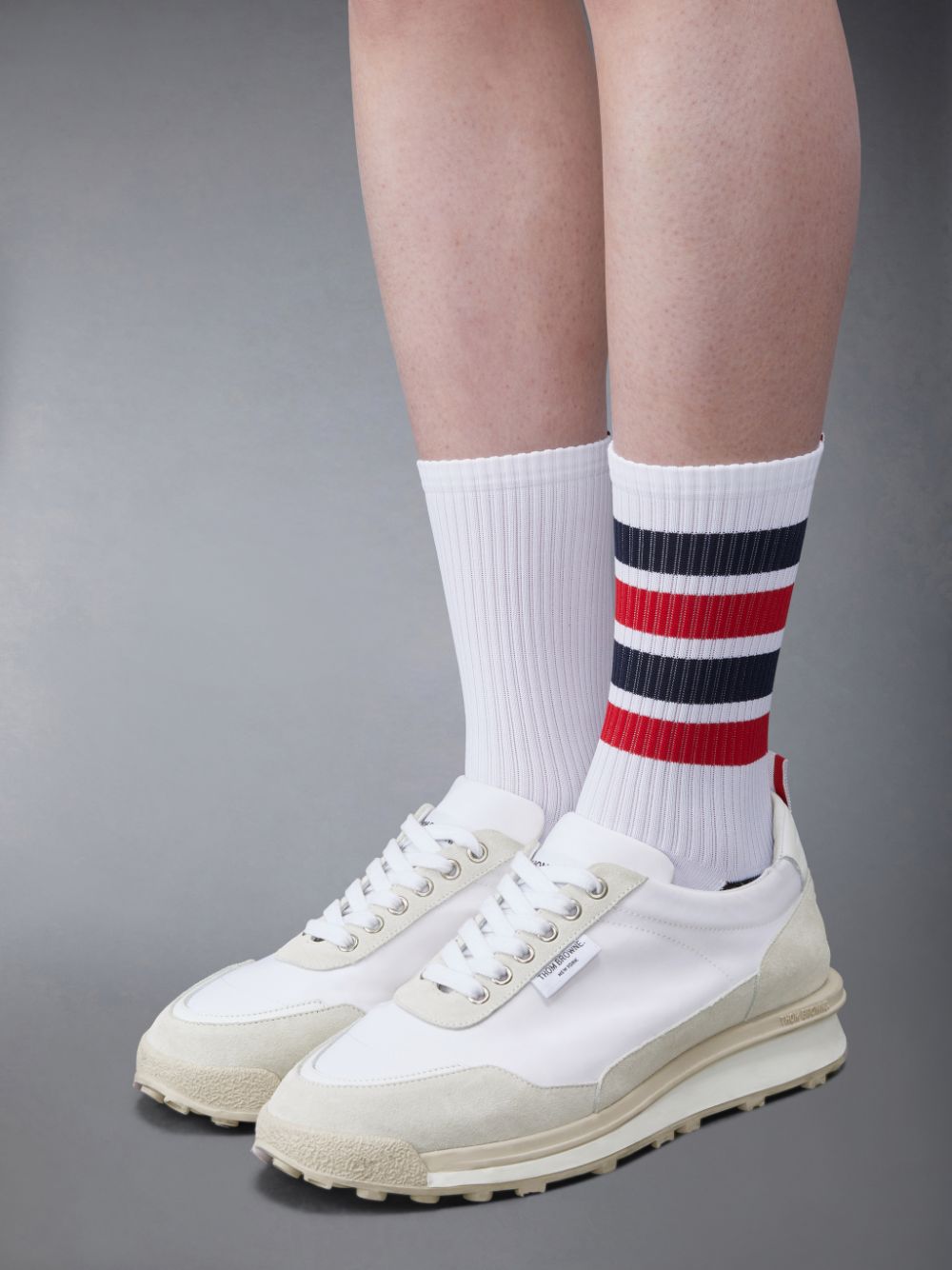 Thom Browne Eco Nylon Alumni Men Sneakers Beige | LHT55W08448