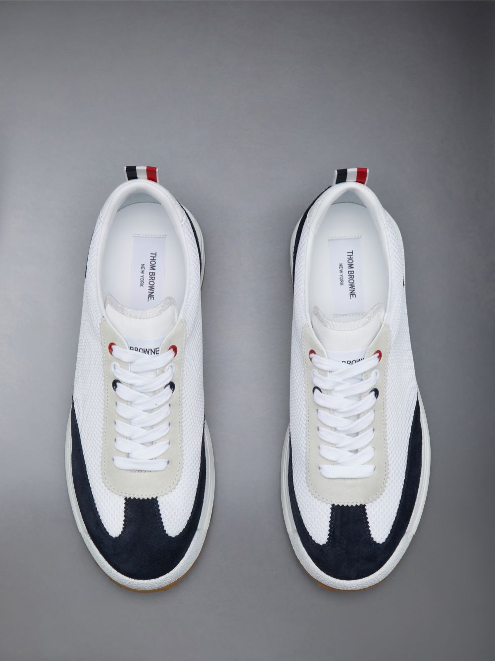 Thom Browne FINE SUEDE TECH RUNNER Men Sneakers White | PXH95X36248