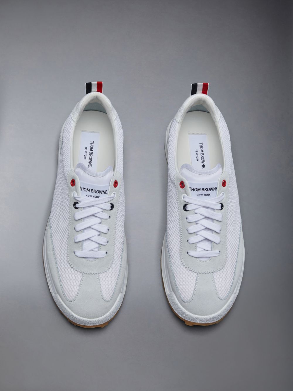 Thom Browne FINE SUEDE TECH RUNNER Men Sneakers White | VYB42L16804