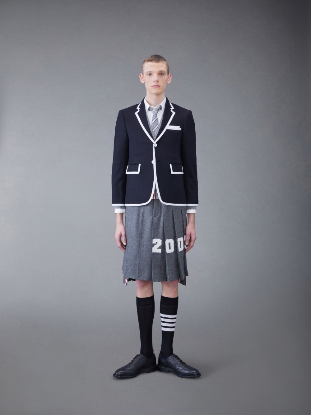 Thom Browne FUN-MIX CASHMERE 2003 CLASSIC SPORT Men Coats Blue | RBV50N32472