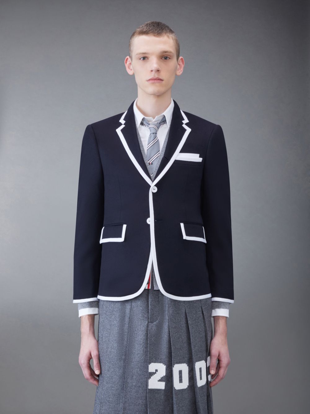 Thom Browne FUN-MIX CASHMERE 2003 CLASSIC SPORT Men Coats Blue | RBV50N32472