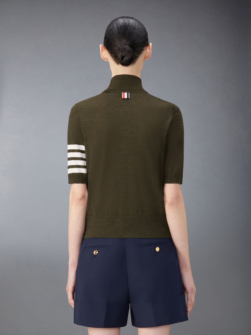 Thom Browne Fine Merino Wool 4-Bar Relaxed Fit Turtleneck Women T Shirts Green | HPT88Q65054