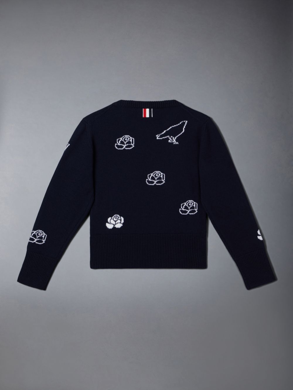 Thom Browne Fine Merino Wool Rose and Raven Boys's Pullover Blue | WNM38Q21915