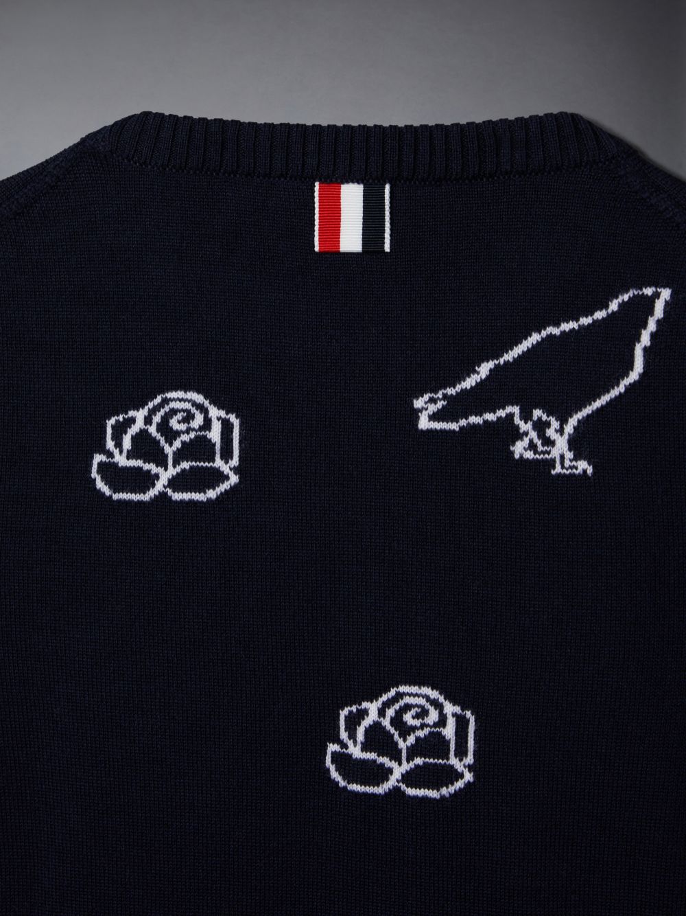 Thom Browne Fine Merino Wool Rose and Raven Boys's Pullover Blue | WNM38Q21915