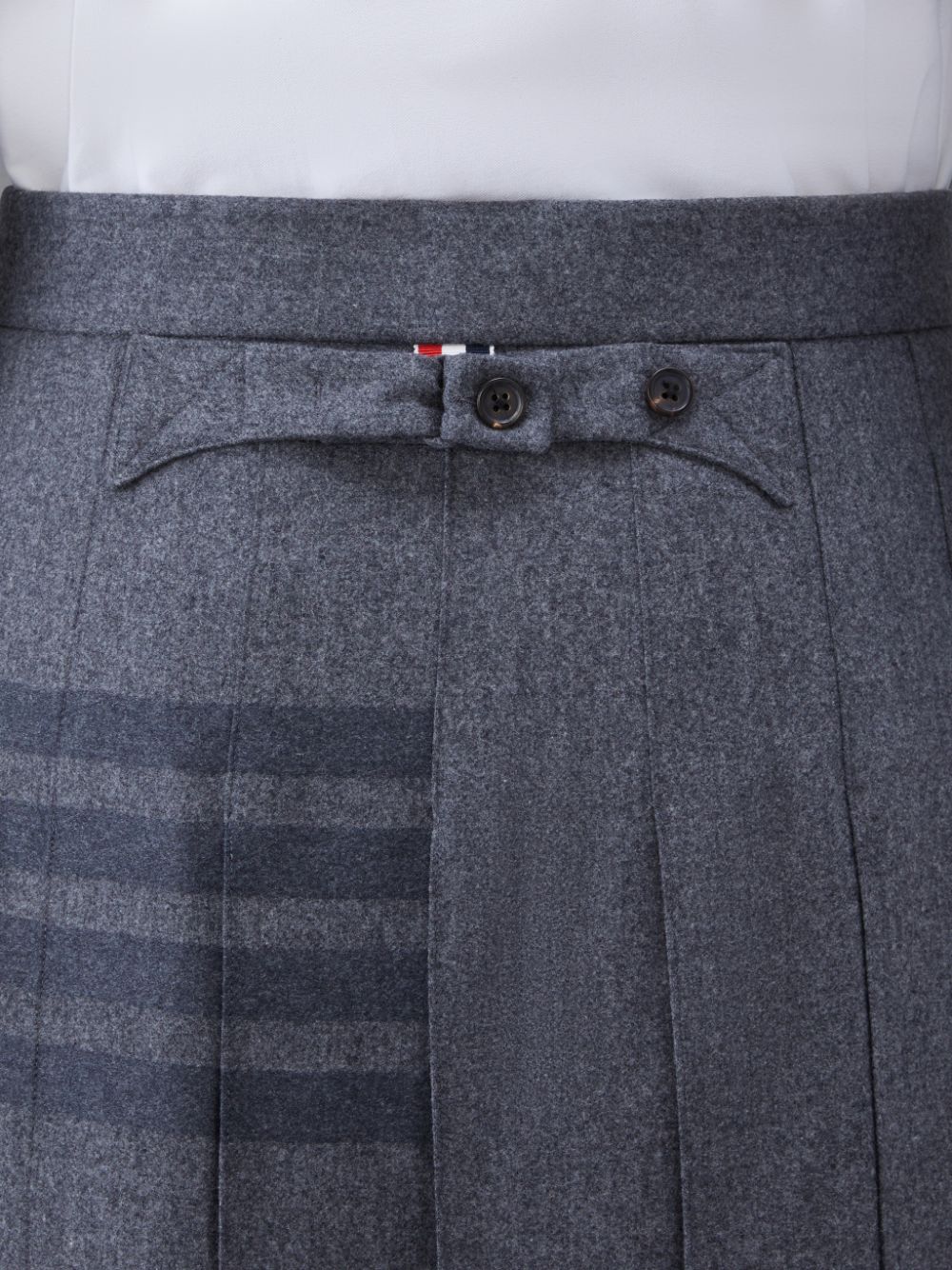 Thom Browne Flannel 4-Bar Knee Length Classic Pleated Men Skirts Grey | HLM70D40197