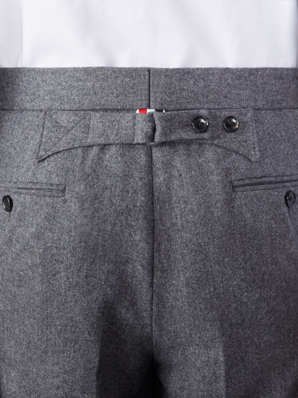 Thom Browne Flannel 4-Bar Low Rise Backstrap Men Pants Grey | MIQ09A65709