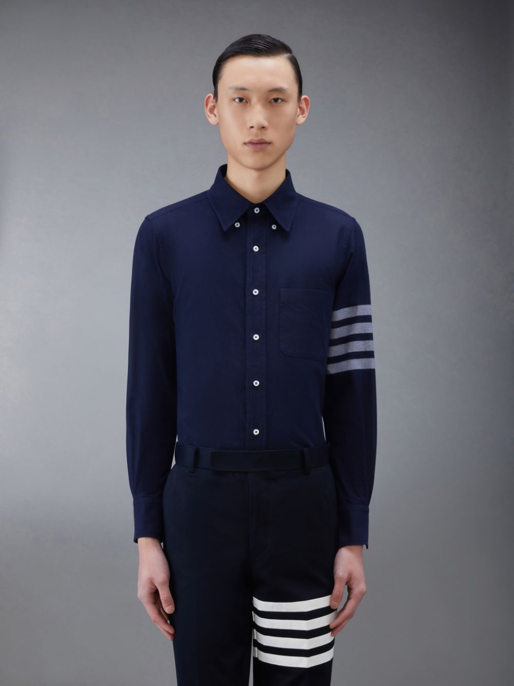 Thom Browne Flannel 4-Bar Men Shirts Blue | KII76A11827