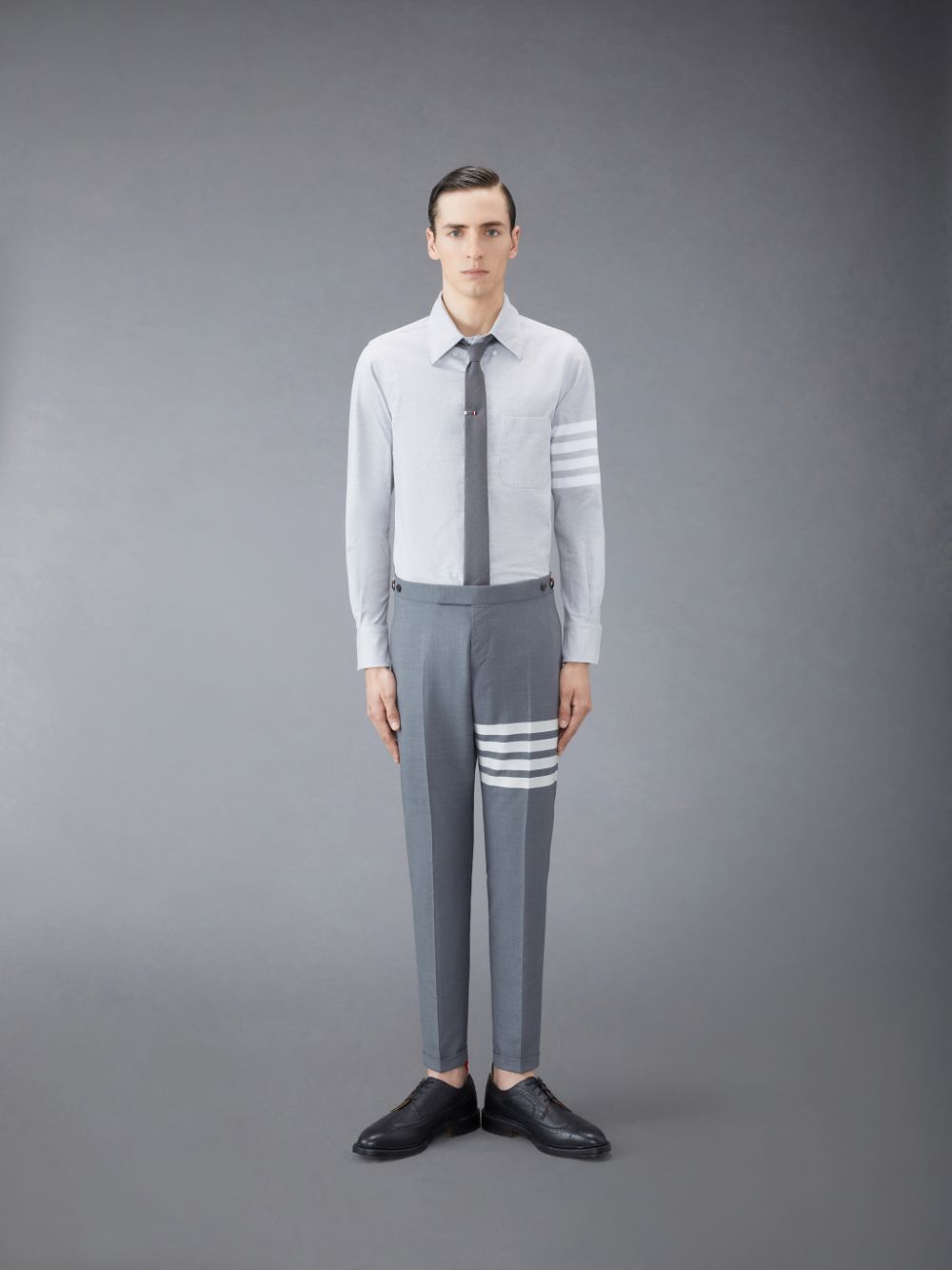 Thom Browne Flannel 4-Bar Men Shirts Grey | GBM16H22986