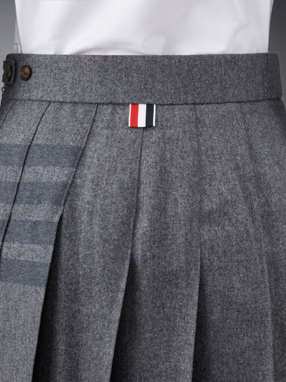 Thom Browne Flannel 4-Bar Pleated Mini Women Skirts Grey | GUF88O07514