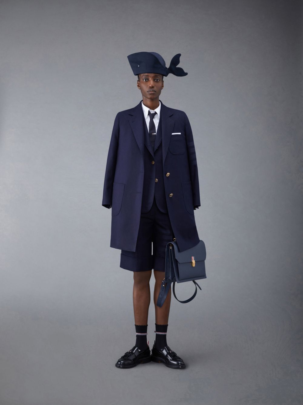 Thom Browne Flannel 4-Bar Sack Women Coats Blue | XYO33Y36411