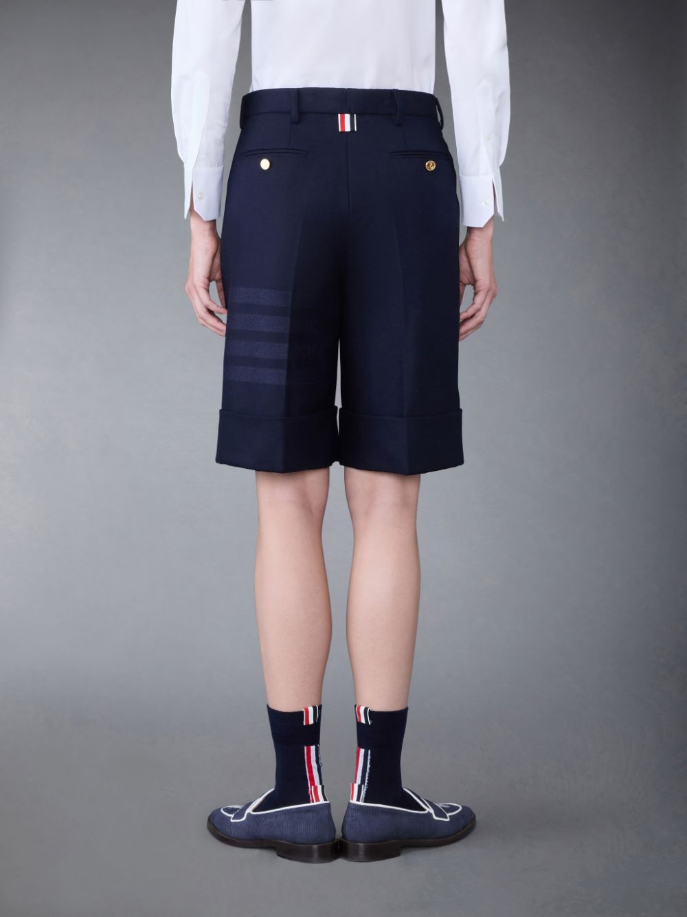 Thom Browne Flannel 4-Bar Sack Women Shorts Blue | BEJ01X62677