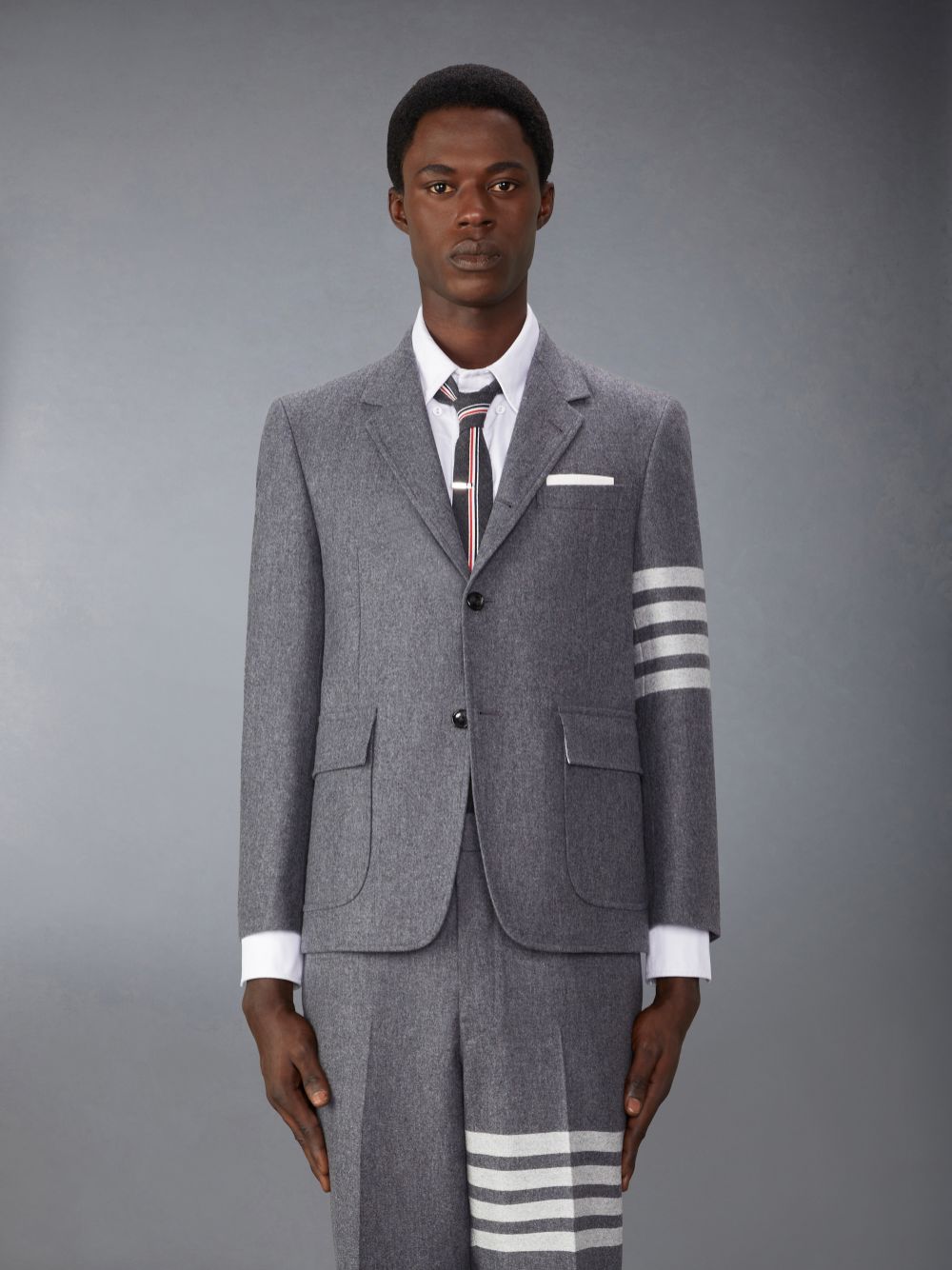 Thom Browne Flannel 4-Bar Unstructured Straight Fit Sport Men Coats Grey | AZF91C63697