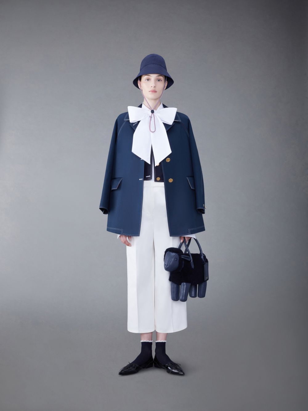 Thom Browne Fresco Box Pleat Cardigan Women Jackets Blue | LXS76K06056