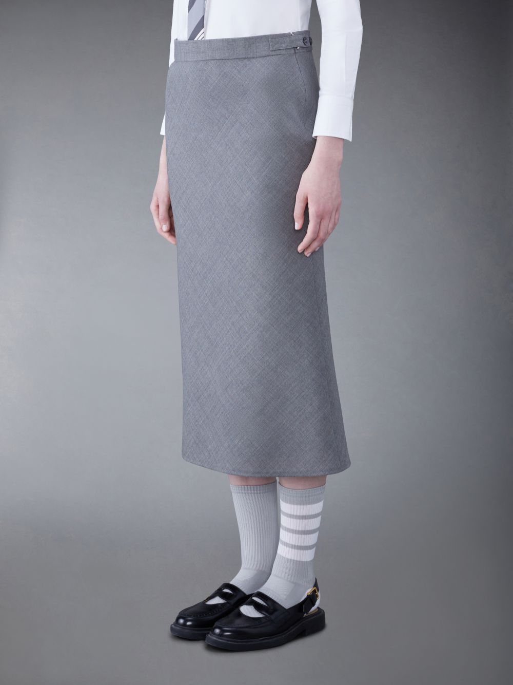 Thom Browne Fresco Maxi Low Rise Bias Women Skirts Grey | LEM32H10419