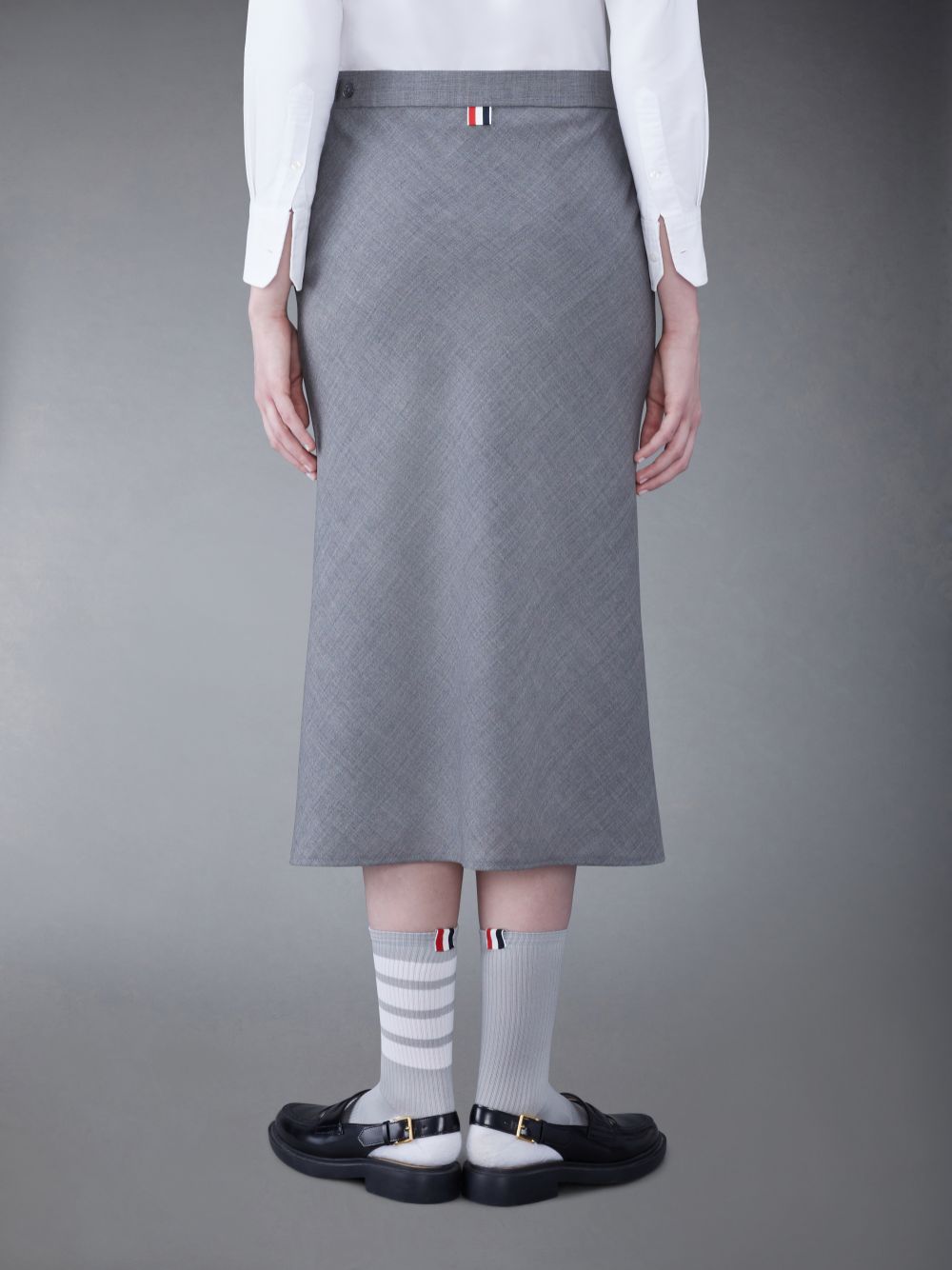 Thom Browne Fresco Maxi Low Rise Bias Women Skirts Grey | LEM32H10419