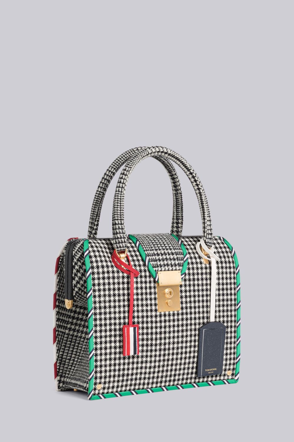 Thom Browne Fun-Mix Gun Club Check Hunting Tweed Mrs. Women Tote Bags Black | YXL76J47700