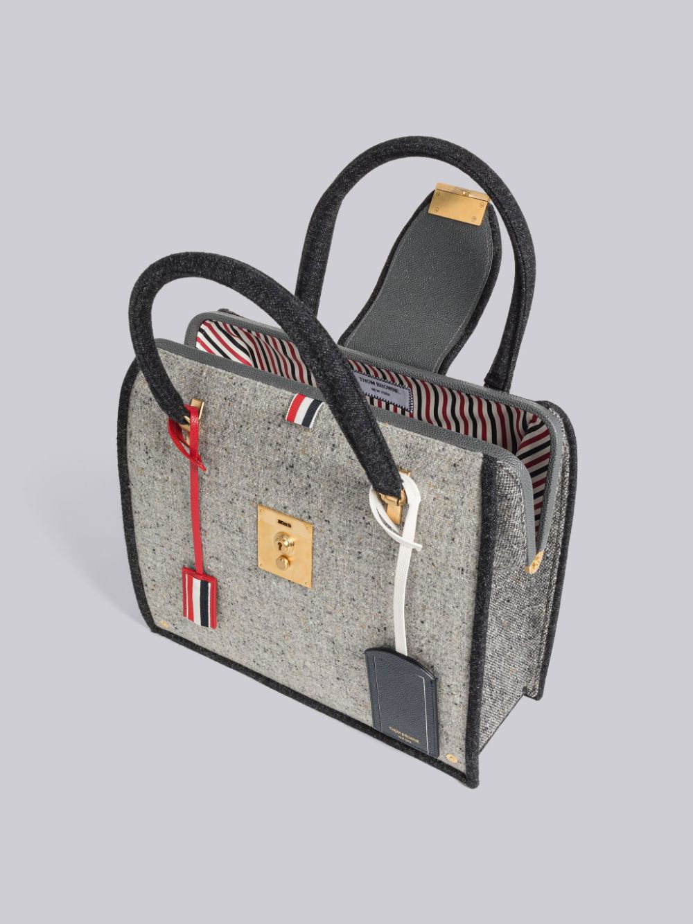 Thom Browne Fun-Mix Solid Donegal Mrs. Women Tote Bags Grey | PHU39U08556