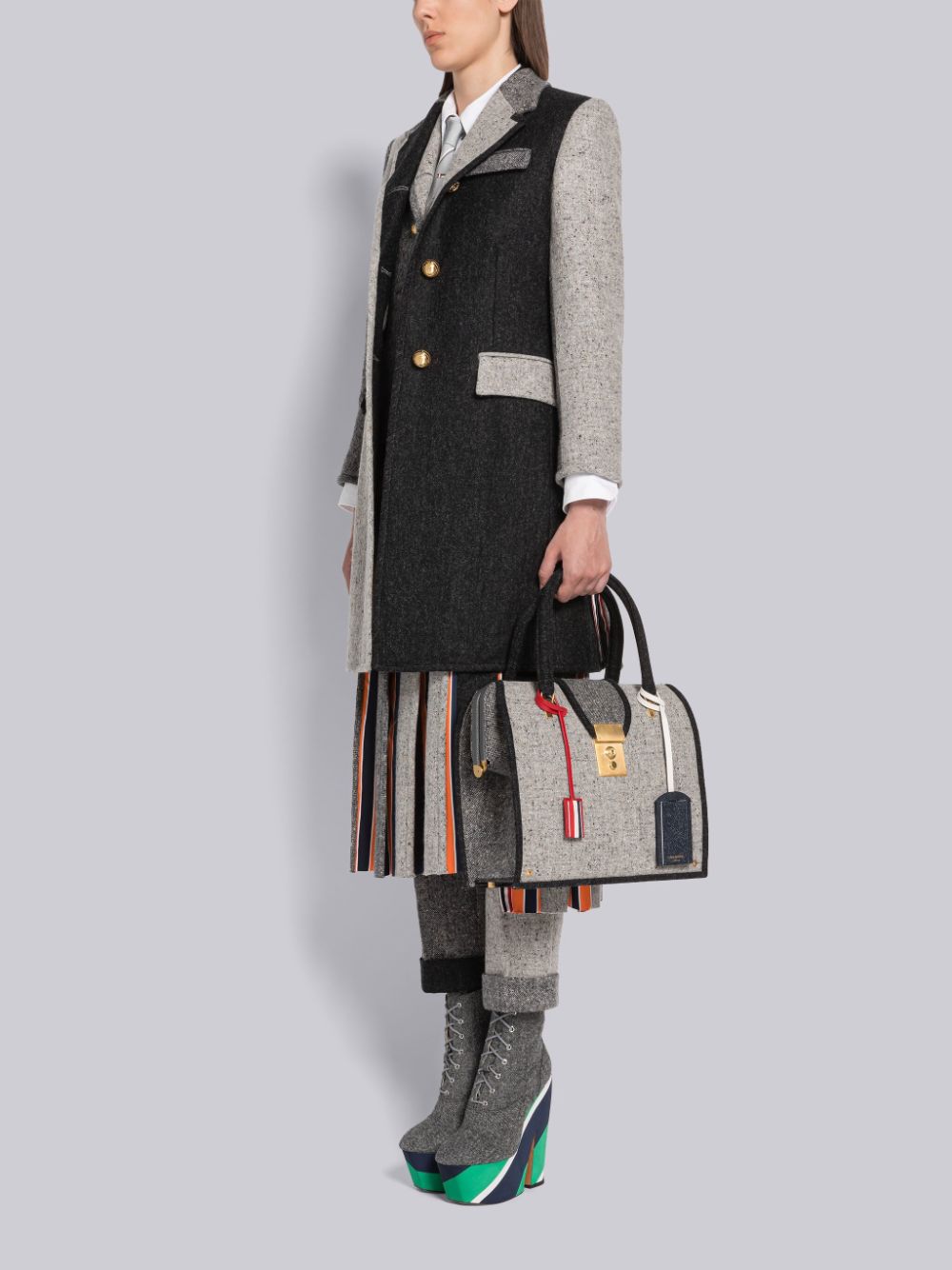 Thom Browne Fun-Mix Solid Donegal Mrs. Women Tote Bags Grey | PHU39U08556