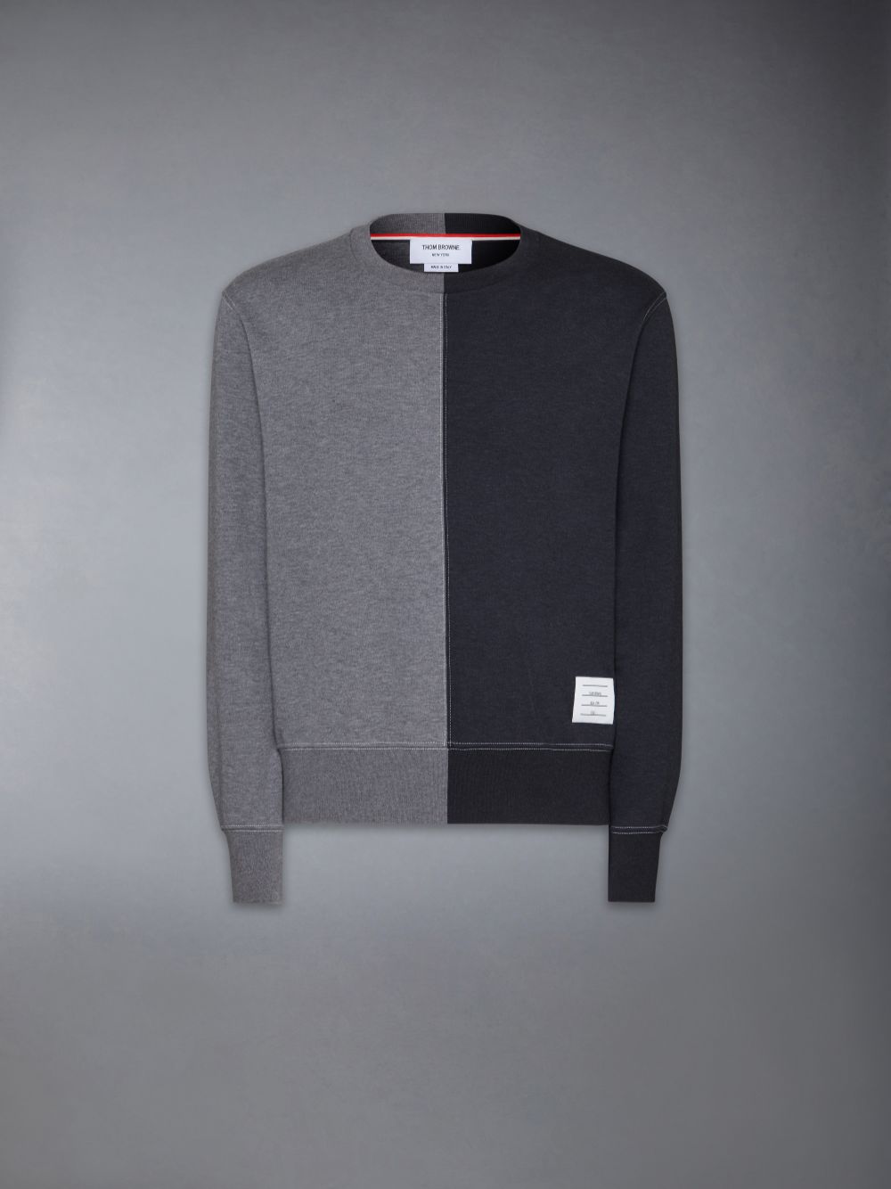 Thom Browne Funmix Cotton Milano Contrast Stitching Crew Neck Men Sweatshirts Grey | BRO71I75654