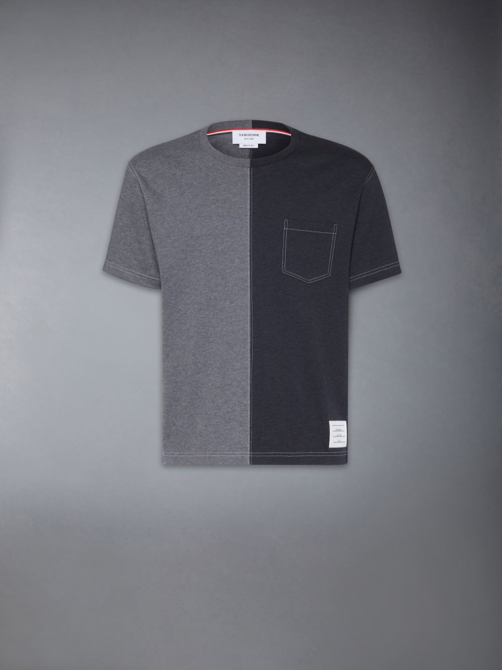 Thom Browne Funmix Cotton Milano Contrast Stitching Pocket Men T Shirts Grey | LWP21Y90168