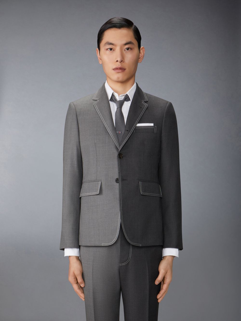 Thom Browne Funmix Twill Contrast Topstitching Classic Sport Men Coats Grey | XTG94M90669