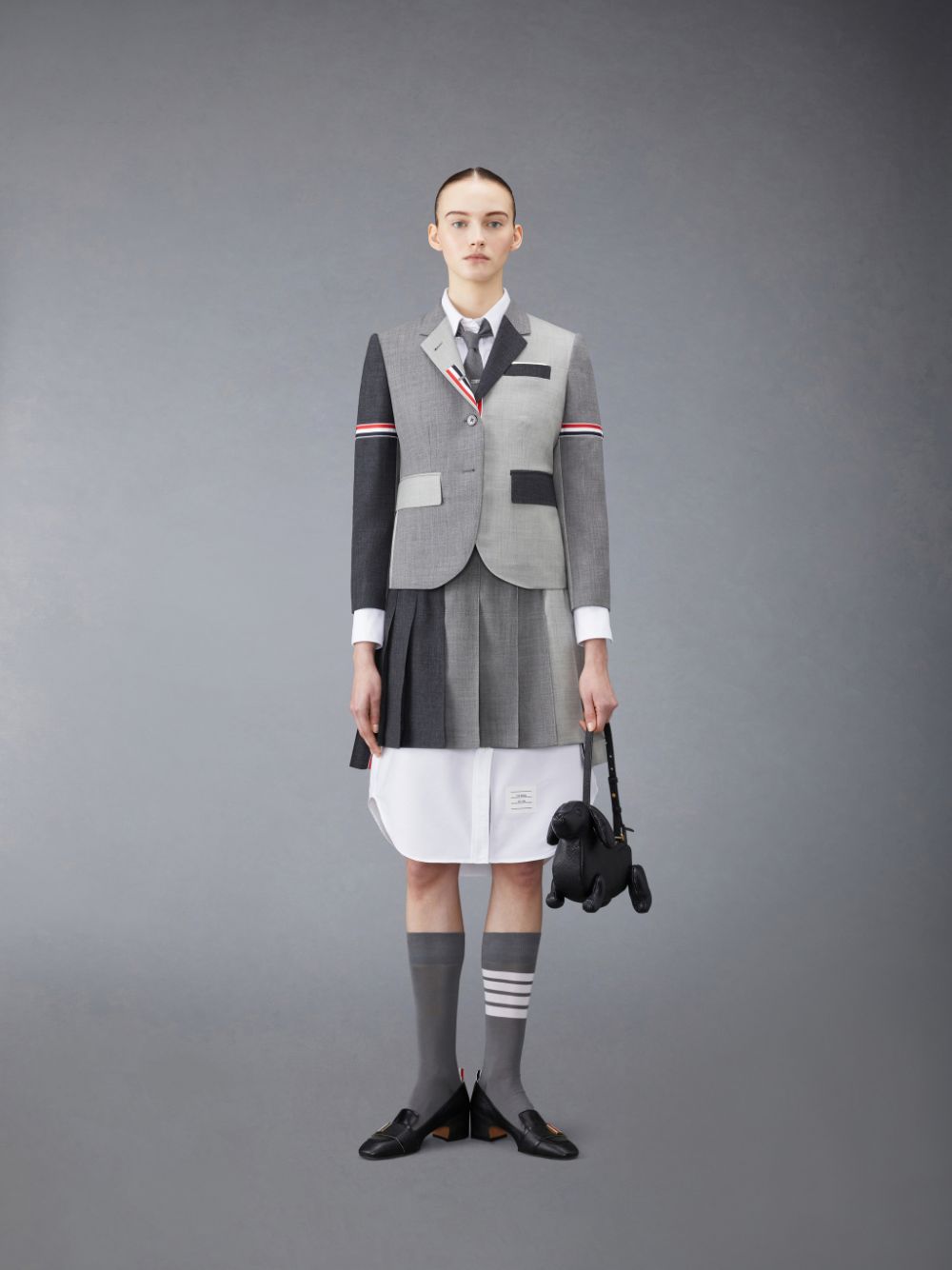 Thom Browne Funmix Wool Fresco High Armhole Sport Women Coats Grey | VWT53D65959