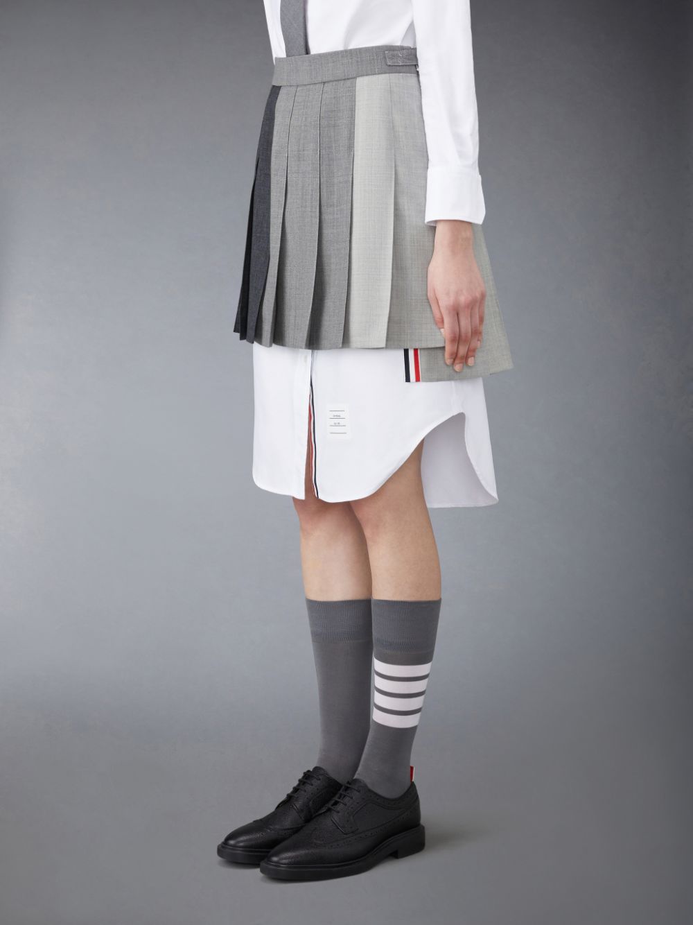 Thom Browne Funmix Wool Fresco Pleated Mini Women Skirts Grey | LLM77M75449