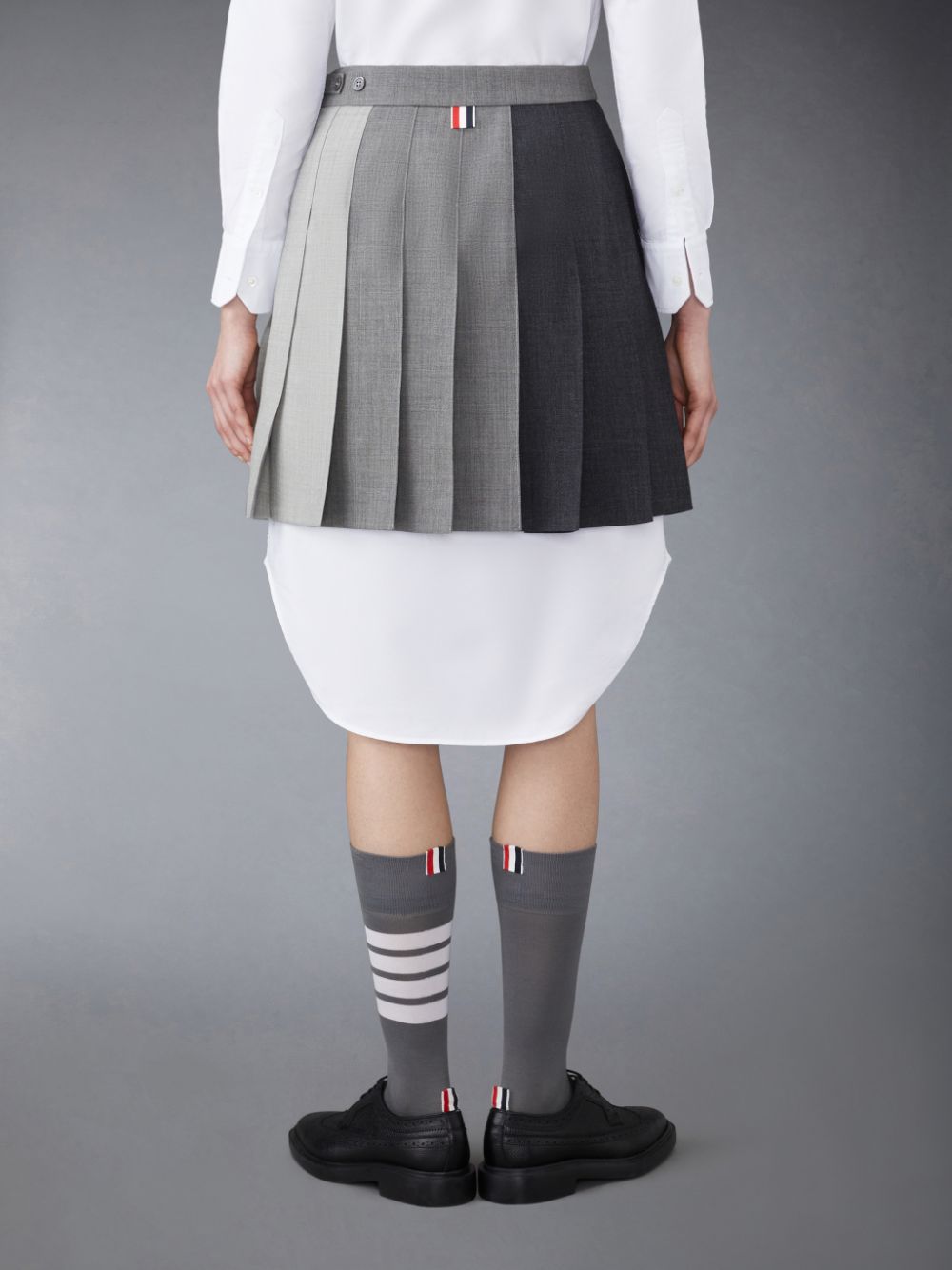 Thom Browne Funmix Wool Fresco Pleated Mini Women Skirts Grey | LLM77M75449