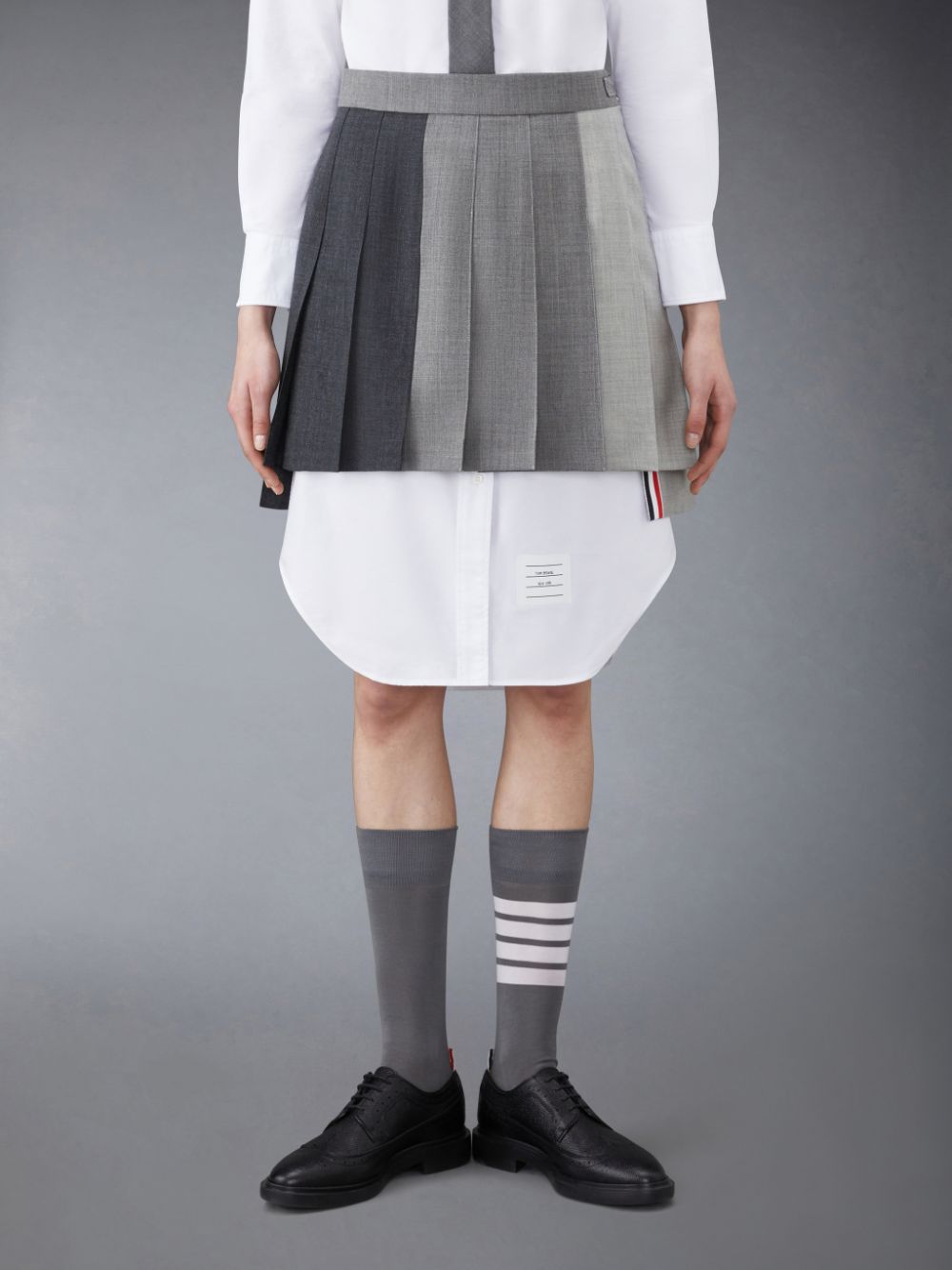 Thom Browne Funmix Wool Fresco Pleated Mini Women Skirts Grey | LLM77M75449