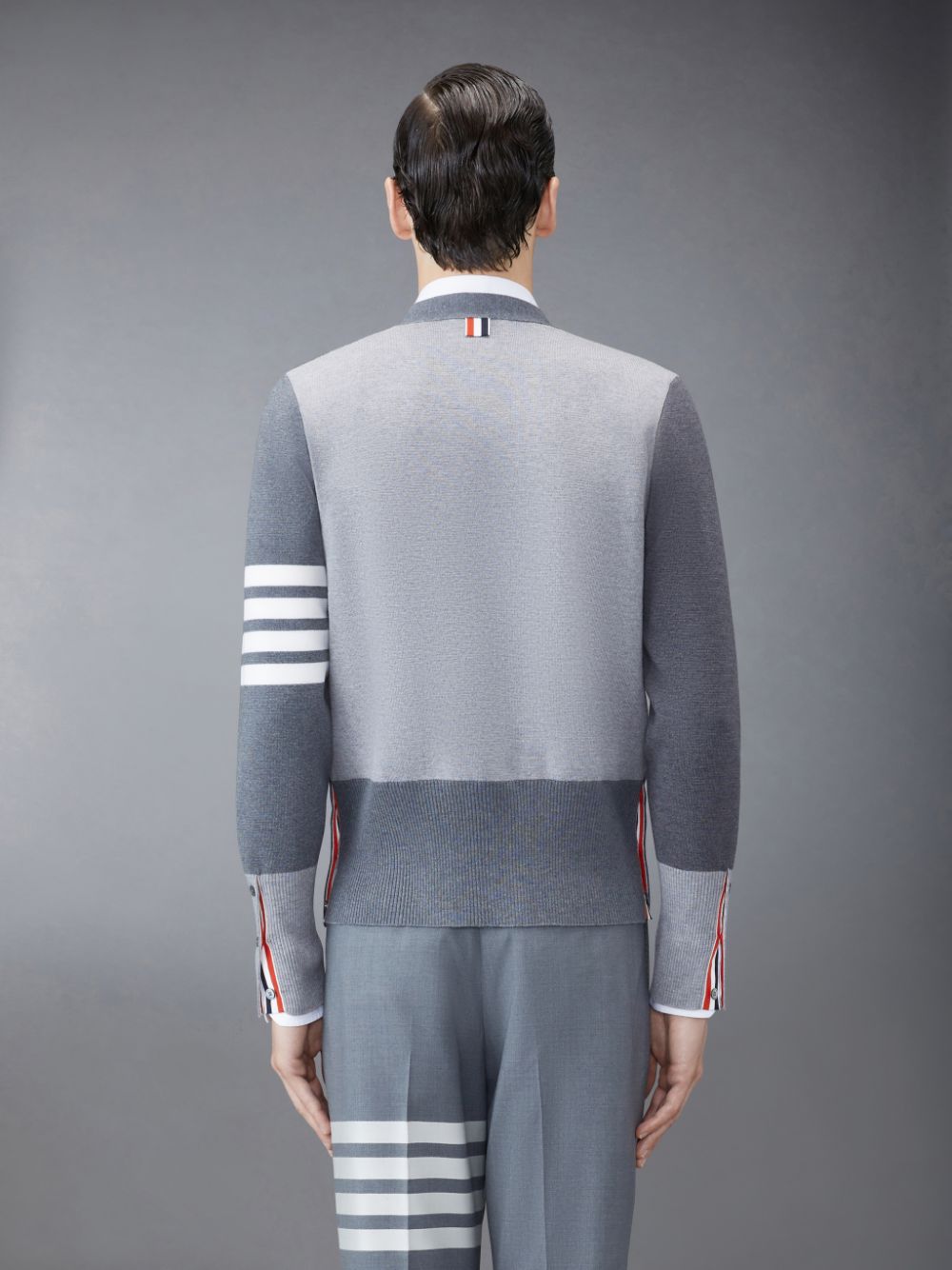 Thom Browne Funmix Wool V-Neck Men Cardigan Grey | IYG83Y71577