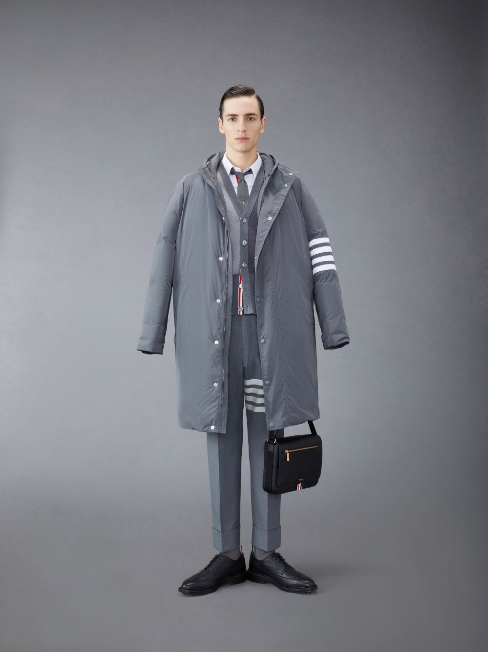 Thom Browne Funmix Wool V-Neck Men Cardigan Grey | IYG83Y71577